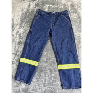Big Bill Reflective Jeans Blue High Visibility Work Pants 36x30 Heavyweight